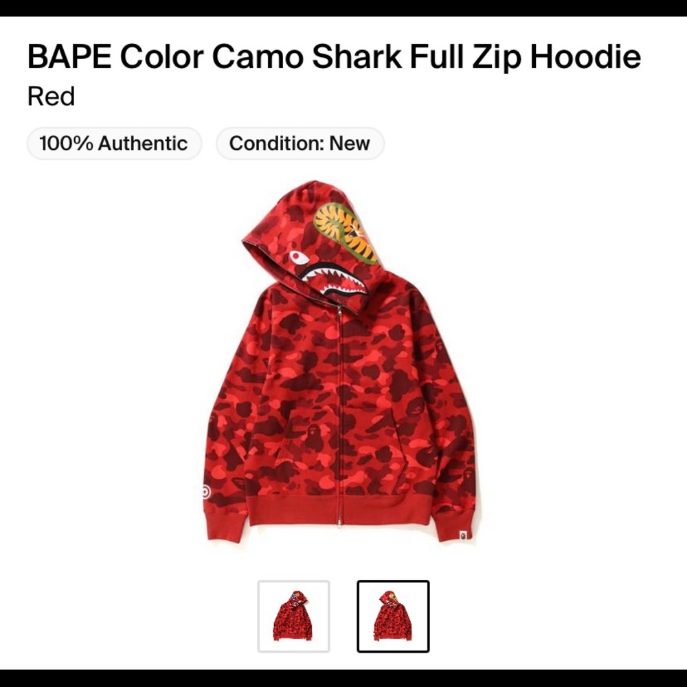 RED BAPE HOODIE FULL ZIP